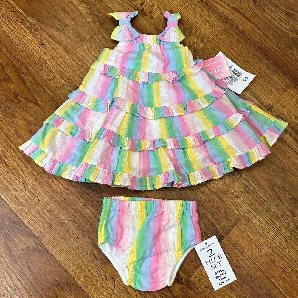 NWT Rare Editions striped metallic dress